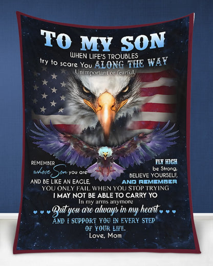 BLANKET FOR SON – COMFORT & WARMTH GIFT FROM MOM Sherpa Fleece Quilt Blanket NTTD00 (SKUB11-BLK-19)