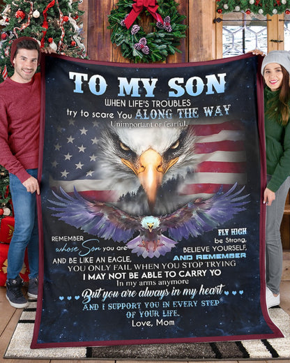 BLANKET FOR SON – COMFORT & WARMTH GIFT FROM MOM Sherpa Fleece Quilt Blanket NTTD00 (SKUB11-BLK-19)