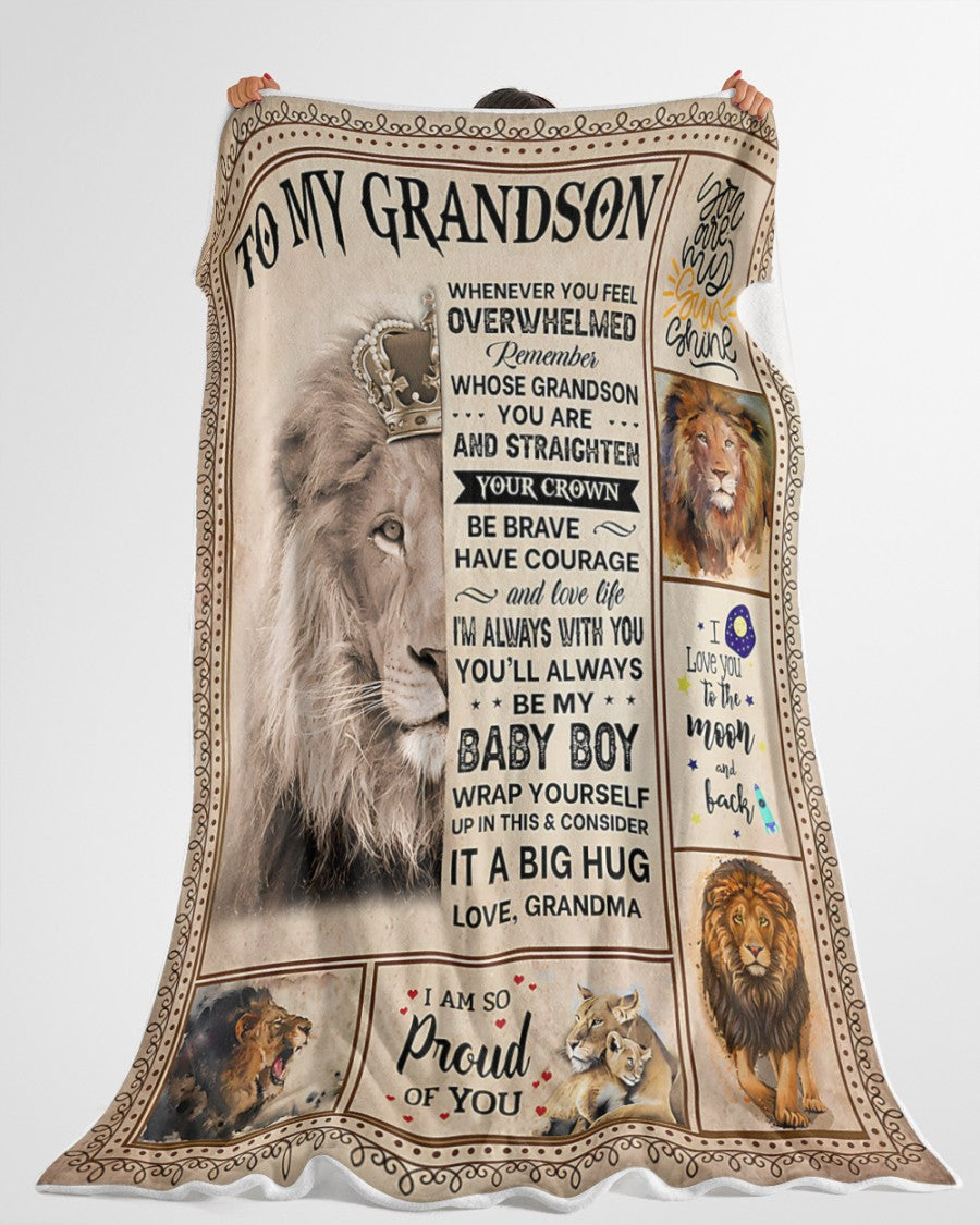 BLANKET FOR GRANDSON – COMFORT & WARMTH GIFT FROM GRANDMA  Sherpa Fleece Quilt Blanket NTTD00 (SKUB12-BLK-02)