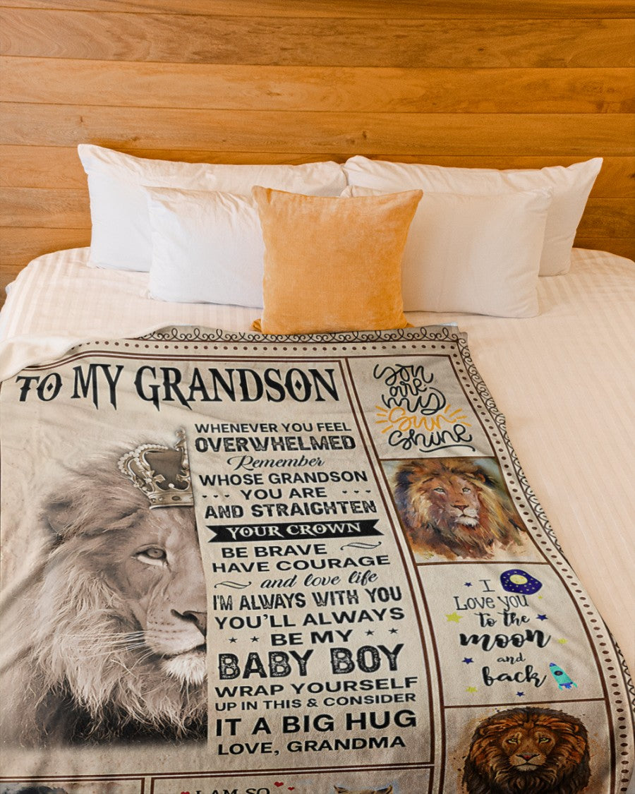 BLANKET FOR GRANDSON – COMFORT & WARMTH GIFT FROM GRANDMA  Sherpa Fleece Quilt Blanket NTTD00 (SKUB12-BLK-02)