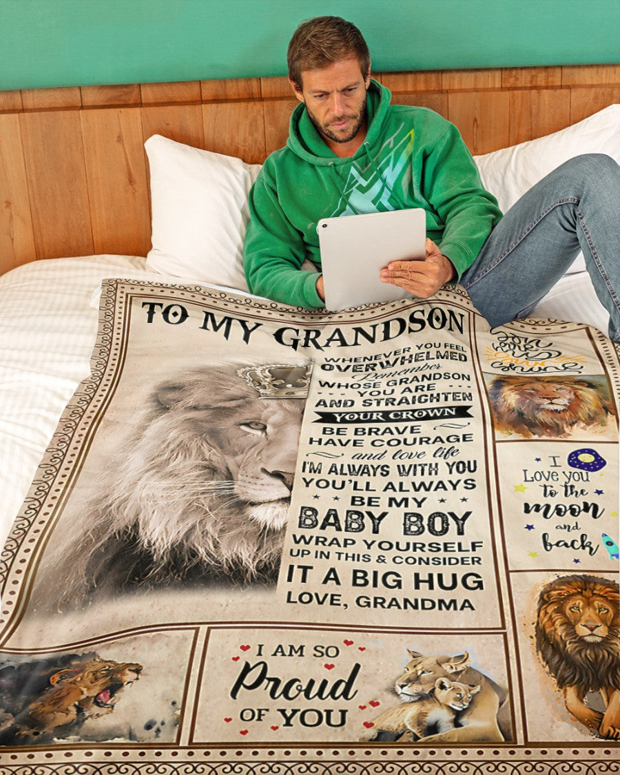 BLANKET FOR GRANDSON – COMFORT & WARMTH GIFT FROM GRANDMA  Sherpa Fleece Quilt Blanket NTTD00 (SKUB12-BLK-02)