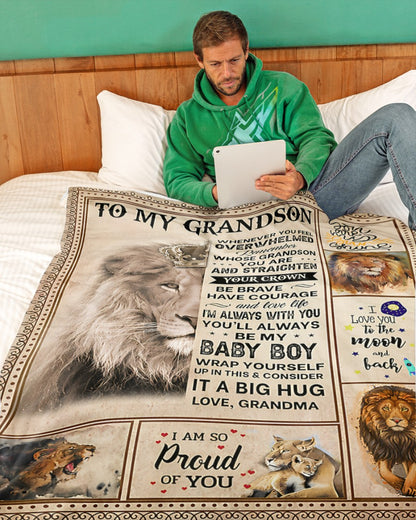 BLANKET FOR GRANDSON – COMFORT & WARMTH GIFT FROM GRANDMA  Sherpa Fleece Quilt Blanket NTTD00 (SKUB12-BLK-02)