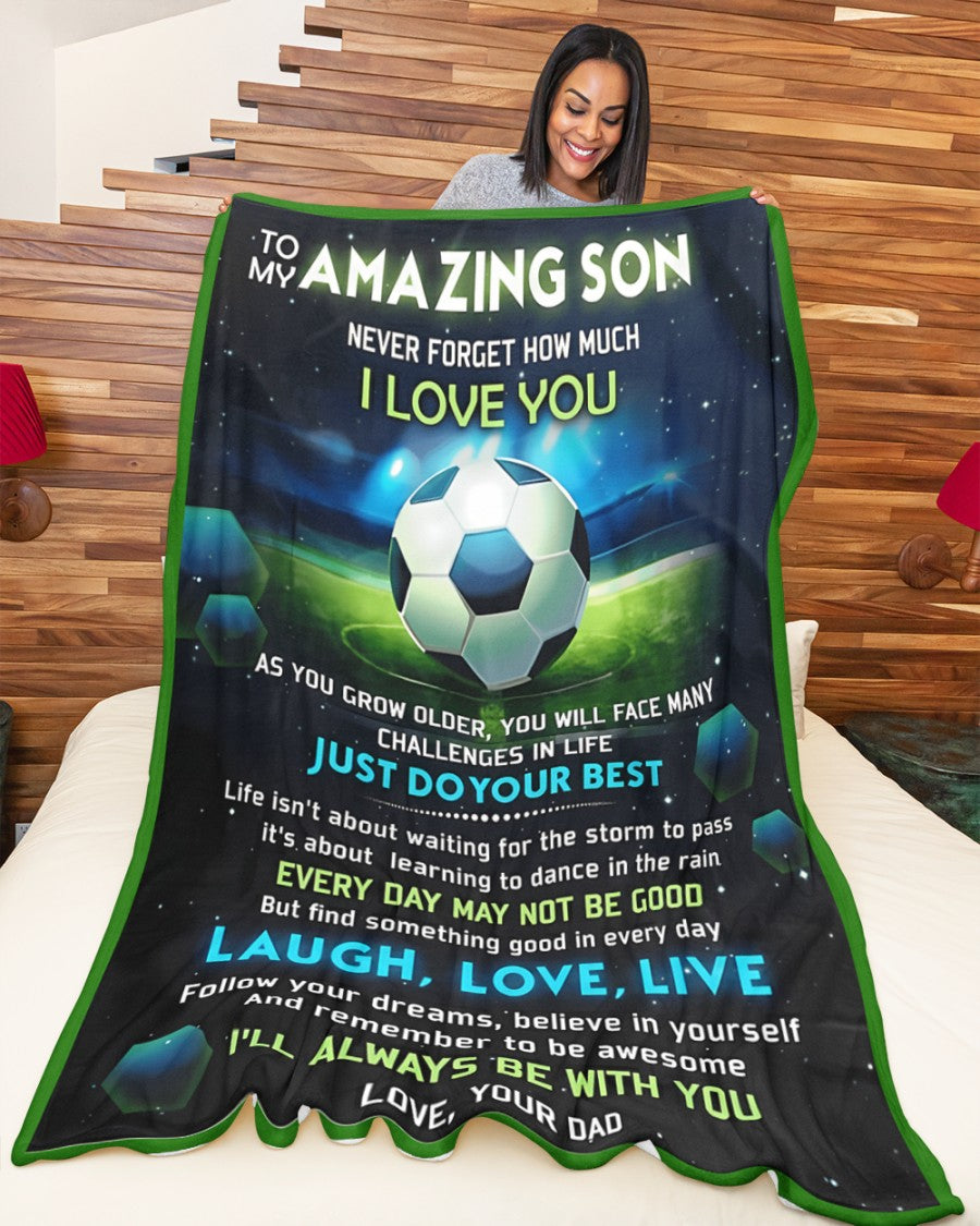 BLANKET FOR SON – COMFORT & WARMTH GIFT FROM DAD Sherpa Fleece Quilt Blanket NTTD00 (SKUB-BLK-DADFB)