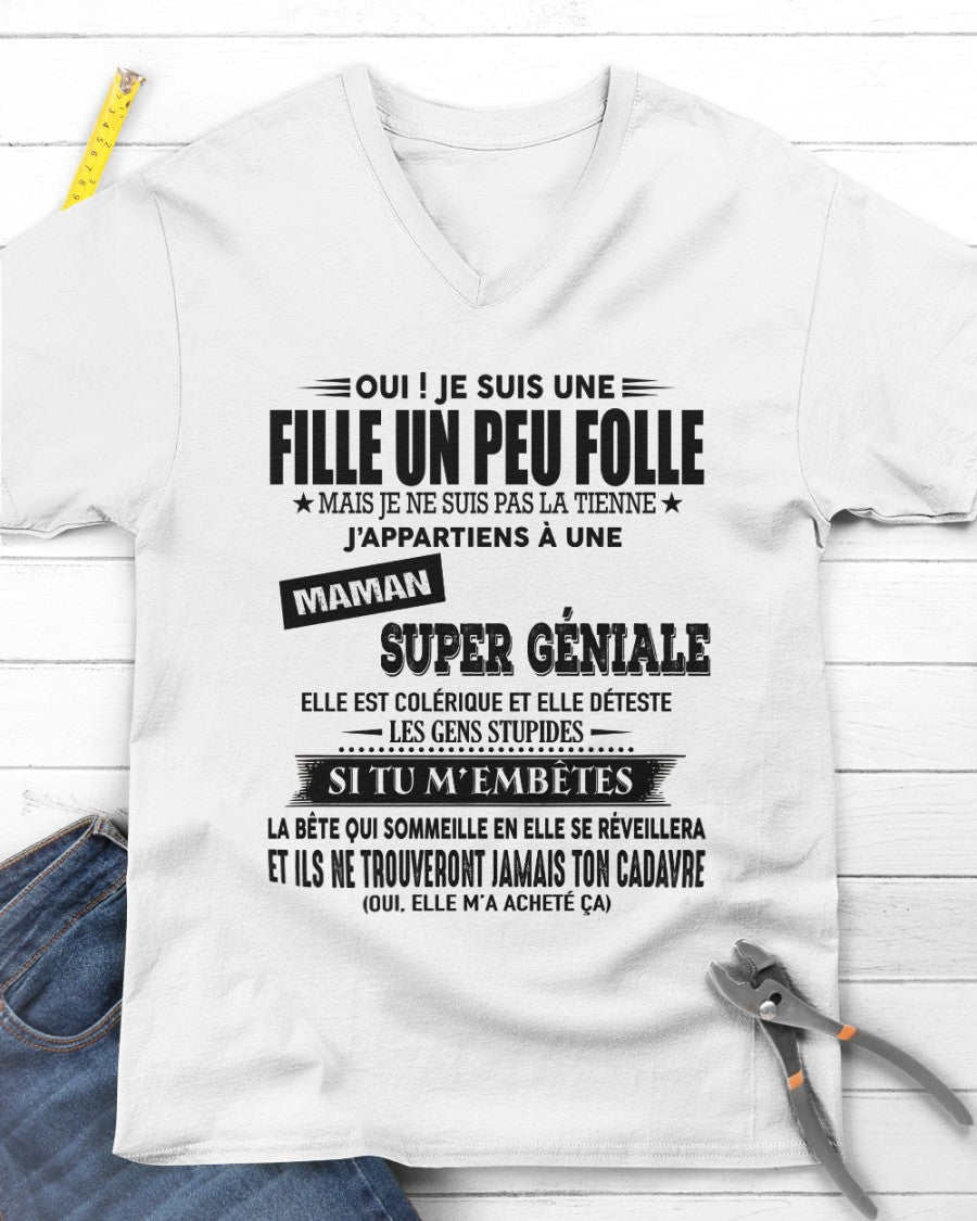 T-SHIRT JE SUIS UNE FILLE CHANCEUSE – CADEAU TOUCHANT DE MAMAN INCROYABLE - frNTTD00 (SKU2602-143-00)