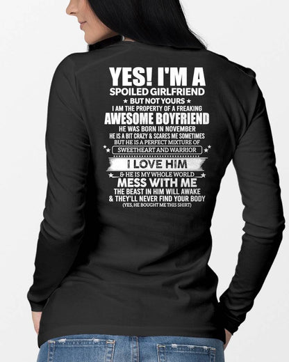 NOVEMBER - YES! I'M A SPOILED GIRLFRIEND - GIFT FROM BOYFRIEND/HUSBAND - NTTD11 (SKU2606-265-11)