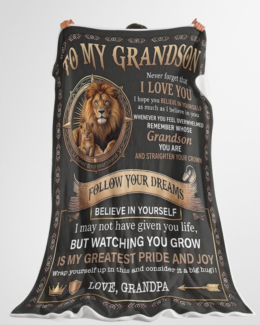BLANKET FOR GRANDSON – COMFORT & WARMTH GIFT FROM GRANDPA  Sherpa Fleece Quilt Blanket NTTD00 (SKU2604-74)