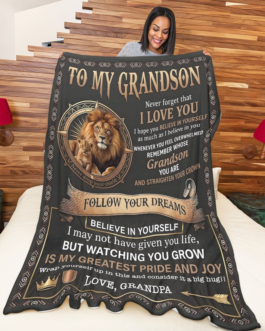 BLANKET FOR GRANDSON – COMFORT & WARMTH GIFT FROM GRANDPA  Sherpa Fleece Quilt Blanket NTTD00 (SKU2604-74)