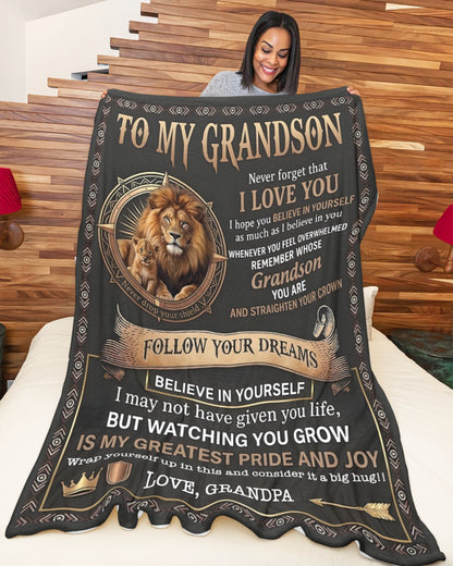 BLANKET FOR GRANDSON – COMFORT & WARMTH GIFT FROM GRANDPA  Sherpa Fleece Quilt Blanket NTTD00 (SKU2604-74)