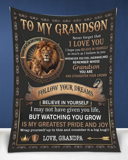 BLANKET FOR GRANDSON – COMFORT & WARMTH GIFT FROM GRANDPA  Sherpa Fleece Quilt Blanket NTTD00 (SKU2604-74)