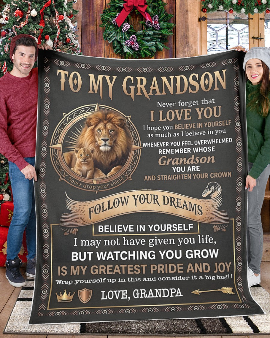 BLANKET FOR GRANDSON – COMFORT & WARMTH GIFT FROM GRANDPA  Sherpa Fleece Quilt Blanket NTTD00 (SKU2604-74)