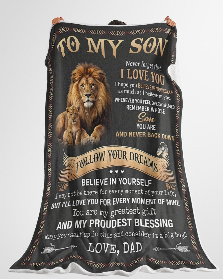 BLANKET FOR SON – COMFORT & WARMTH GIFT FROM DAD Sherpa Fleece Quilt Blanket NTTD00 (SKU2604-102)