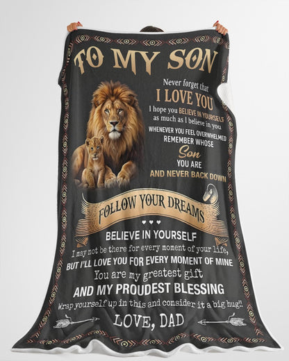 BLANKET FOR SON – COMFORT & WARMTH GIFT FROM DAD Sherpa Fleece Quilt Blanket NTTD00 (SKU2604-102)