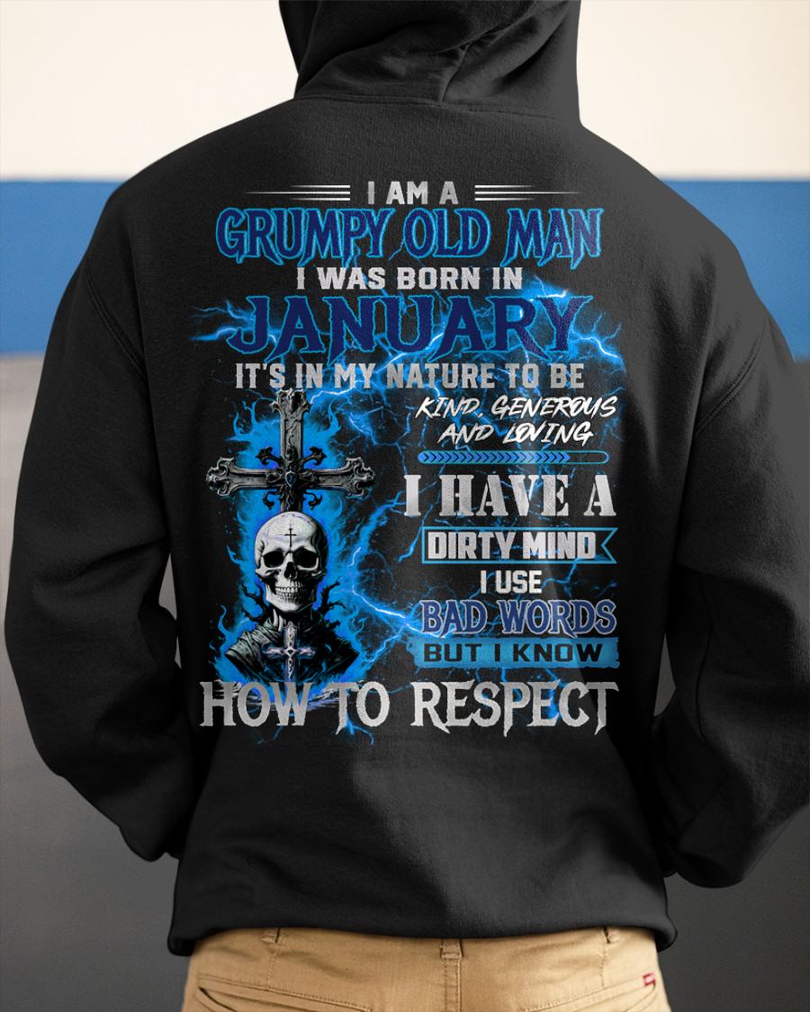 JANUARY - GRUMPY OLD MAN - BIRTHDAY T-SHIRT FOR MEN - NTTD01 (SKU26T-01229-01)