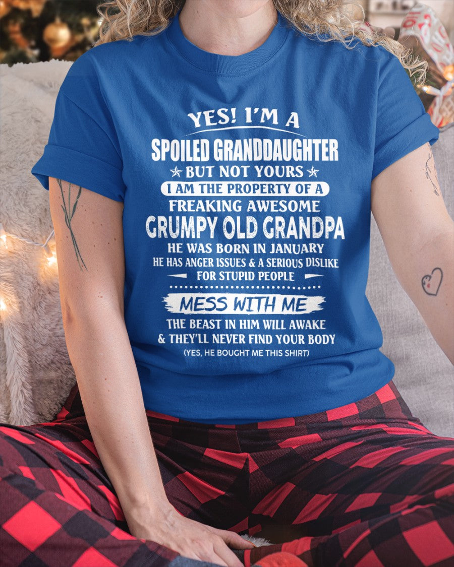 Spoiled Granddaughter of a Grumpy Grandpa Shirt January Edition – From Grandpa to Granddaughter NTTD01 (SKU07-101-01)