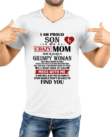 MAY - PROUD SON OF A CRAZY MOM - GIFT FROM MOM - NTTD05 (SKU2603-192-05)