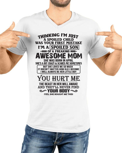 APRIL - SPOILED SON T-SHIRT - GIFT FROM MOM - NTTD04 (SKU09-08-04)