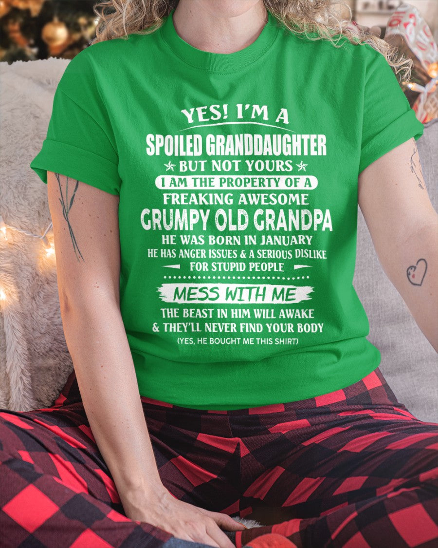 Spoiled Granddaughter of a Grumpy Grandpa Shirt January Edition – From Grandpa to Granddaughter NTTD01 (SKU07-101-01)