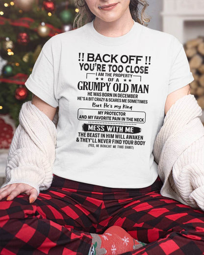 DECEMBER - TO MY WIFE - BACK OFF T-SHIRT - GIFT FOR WIFE - NTTD12 (SKU10-99-12)