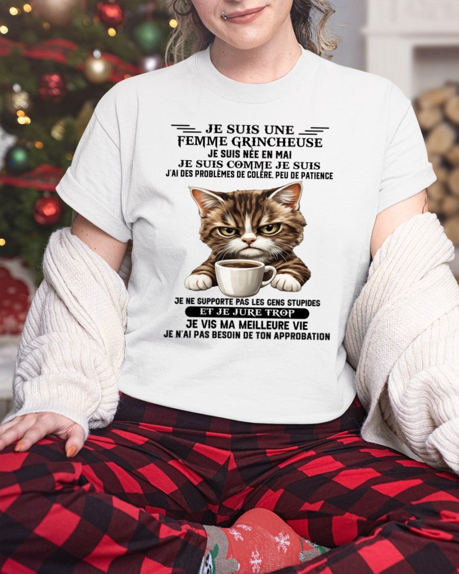MAI - FEMME GRINCHEUSE – T-SHIRT D’ANNIVERSAIRE POUR FEMME - frNTTD05 (SKU2603-258-05)