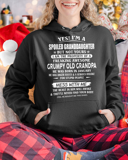 Spoiled Granddaughter of a Grumpy Grandpa Shirt January Edition – From Grandpa to Granddaughter NTTD01 (SKU07-101-01)