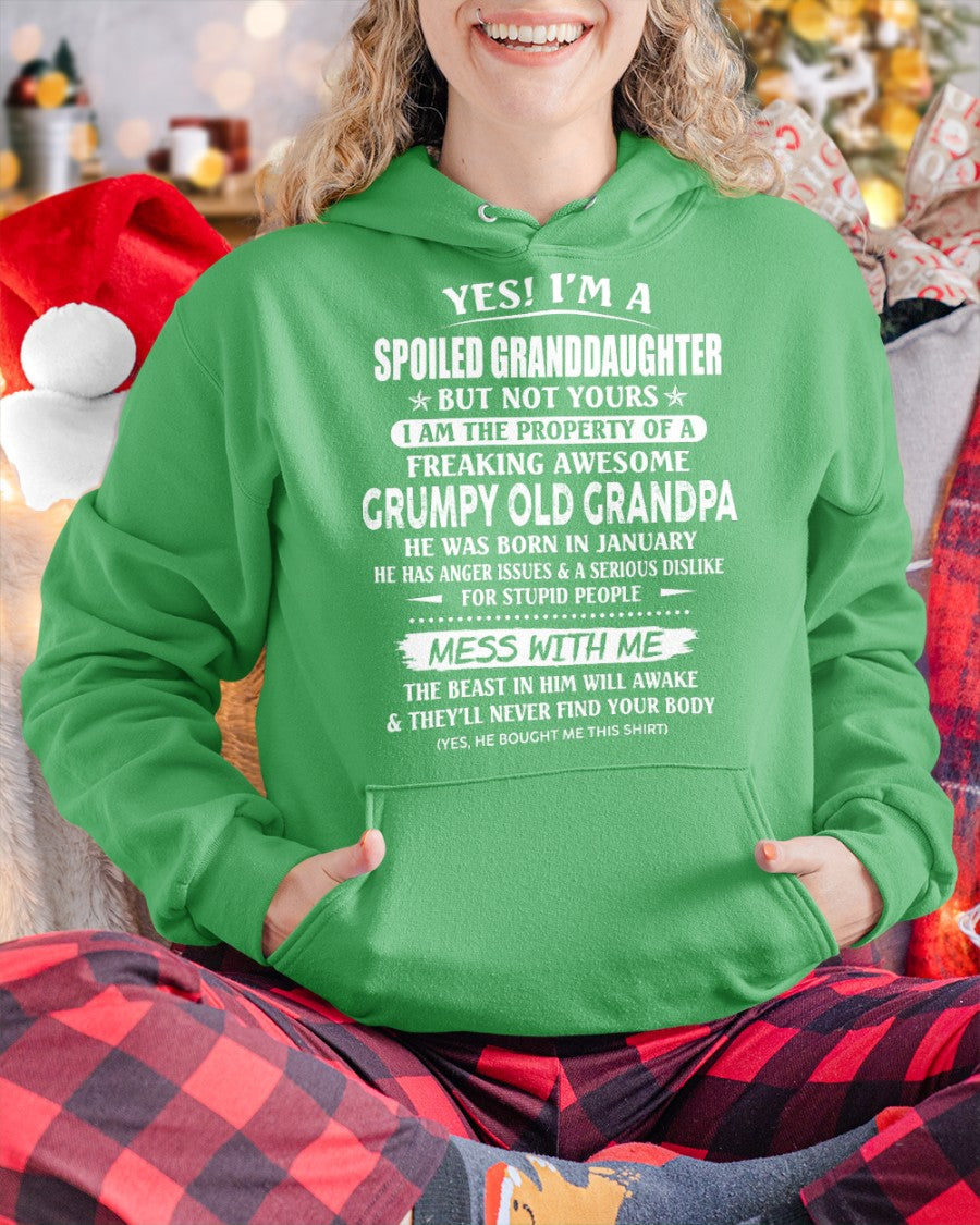 Spoiled Granddaughter of a Grumpy Grandpa Shirt January Edition – From Grandpa to Granddaughter NTTD01 (SKU07-101-01)