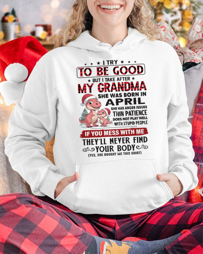 APRIL - TRY TO BE GOOD - PERFECT CHRISTMAS GIFT FOR GRANDDAUGHTER - GIFT FROM GRANDMA - NTTD04 (SKU11-05-04)