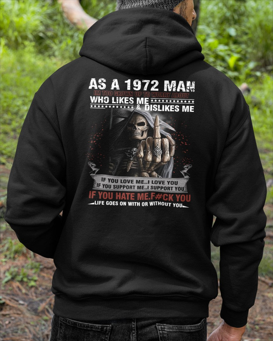 1972 Man Attitude T-Shirt – Grim Reaper Middle Finger Us1972 (SKU07-115-72)