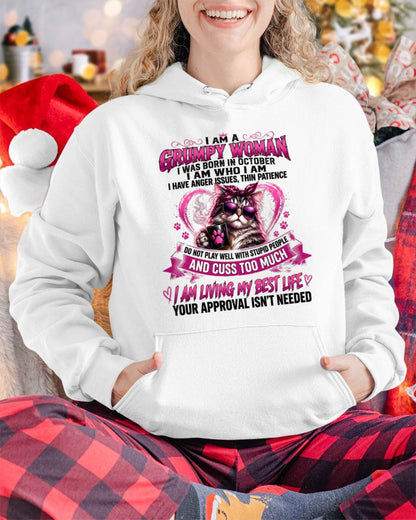 OCTOBER - GRUMPY WOMAN - BIRTHDAY SHIRT FOR WOMEN - NTTD10 (SKU2607-279-10)