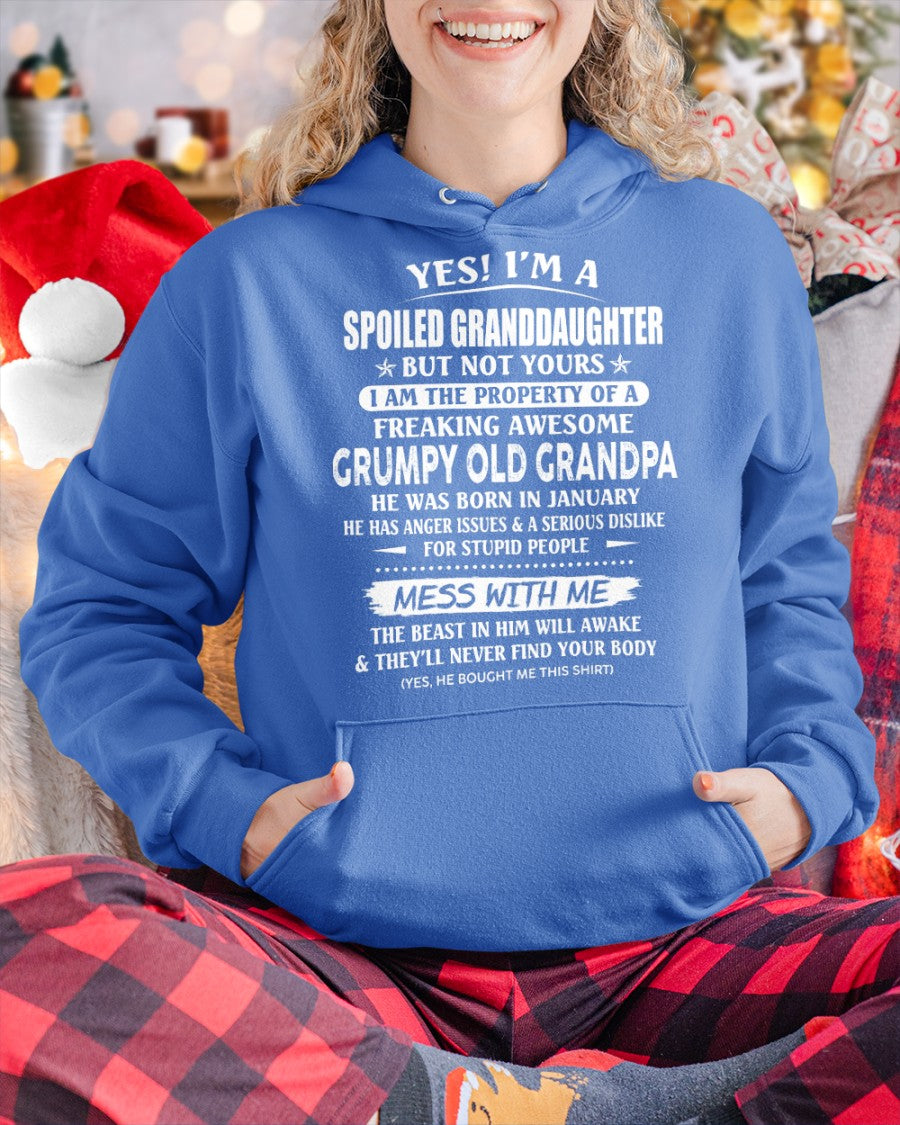 Spoiled Granddaughter of a Grumpy Grandpa Shirt January Edition – From Grandpa to Granddaughter NTTD01 (SKU07-101-01)