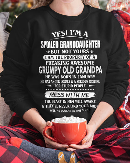 Spoiled Granddaughter of a Grumpy Grandpa Shirt January Edition – From Grandpa to Granddaughter NTTD01 (SKU07-101-01)