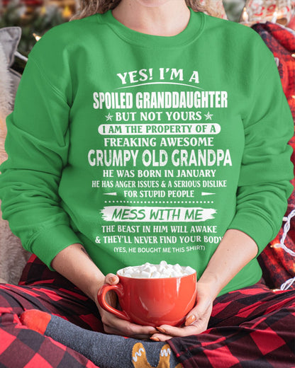 Spoiled Granddaughter of a Grumpy Grandpa Shirt January Edition – From Grandpa to Granddaughter NTTD01 (SKU07-101-01)
