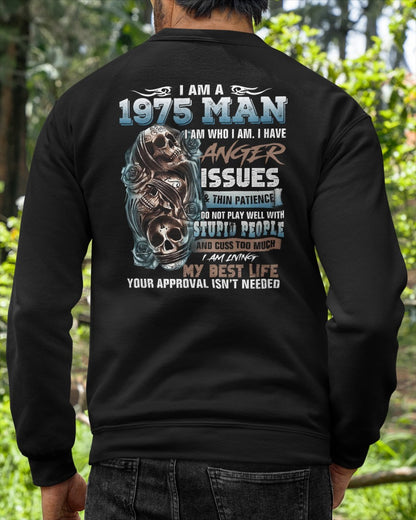 1975 Man Skull T‑Shirt – Anger Issues & No Approval Needed Us1975 (SKU07-114-75)