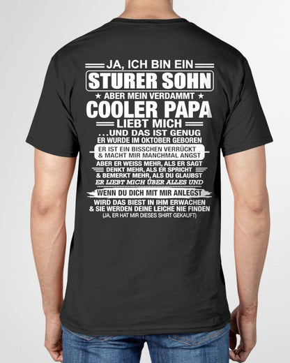 DEU10 - JA, ICH BIN EIN STURER SOHN T-SHIRT – GEBURTSTAGSGESCHENK VON EINEM OKTOBER-PAPA - nttd10 (SKU2606-87-10)