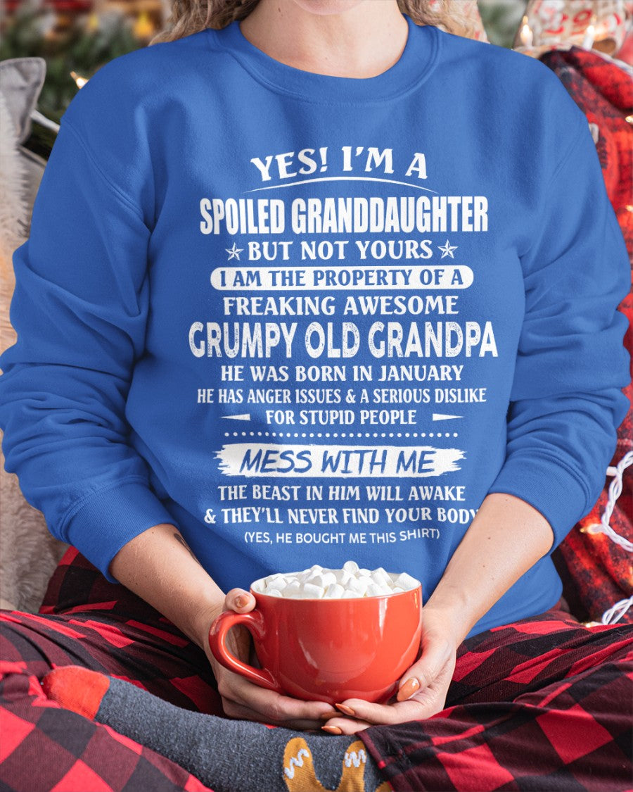Spoiled Granddaughter of a Grumpy Grandpa Shirt January Edition – From Grandpa to Granddaughter NTTD01 (SKU07-101-01)