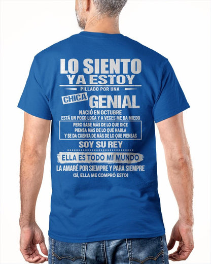 Octubre - Chica genial nació en octubre - Regalo especial para novio - Black - T10 (SKU05-80-10)