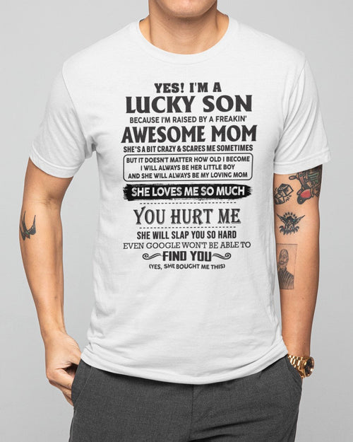Lucky Son Of Awesome Mom - Perfect Gift For Your Son (SKU-LB-00)