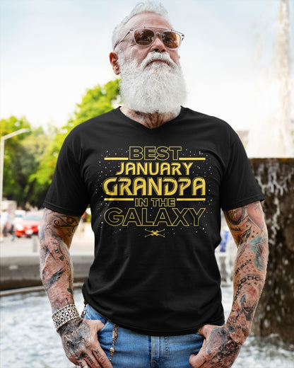 Best January Grandpa T-Shirt – Galaxy Style Gift for Grandpa NTTD01 (SKU07-158-01)