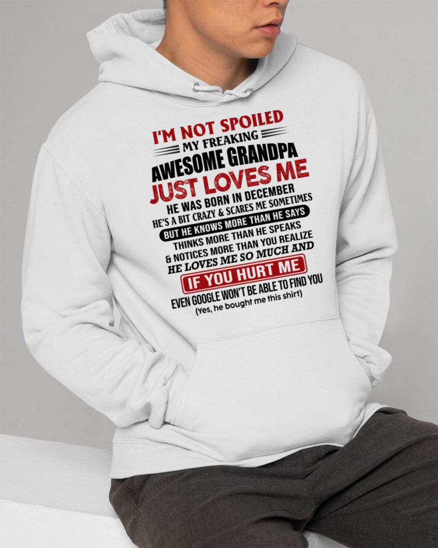 DECEMBER - MY FREAKING AWESOME GRANDPA JUST LOVES ME - FOR GRANDSON - GIFT FROM GRANDPA - NTTD12 (SKU09-127-12)