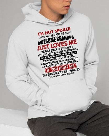 DECEMBER - MY FREAKING AWESOME GRANDPA JUST LOVES ME - FOR GRANDSON - GIFT FROM GRANDPA - NTTD12 (SKU09-127-12)