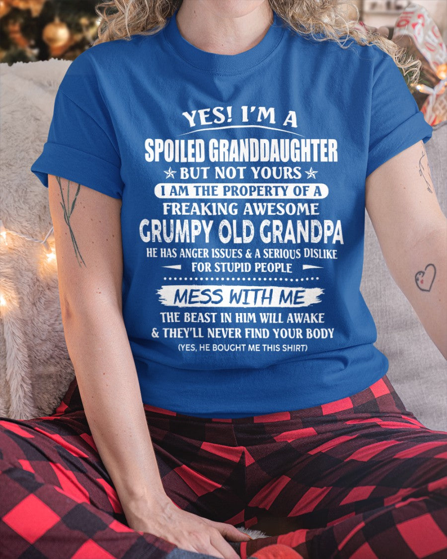 Spoiled Granddaughter of a Grumpy Grandpa Shirt – From Grandpa to Granddaughter NTTD00 (SKU07-101-00)
