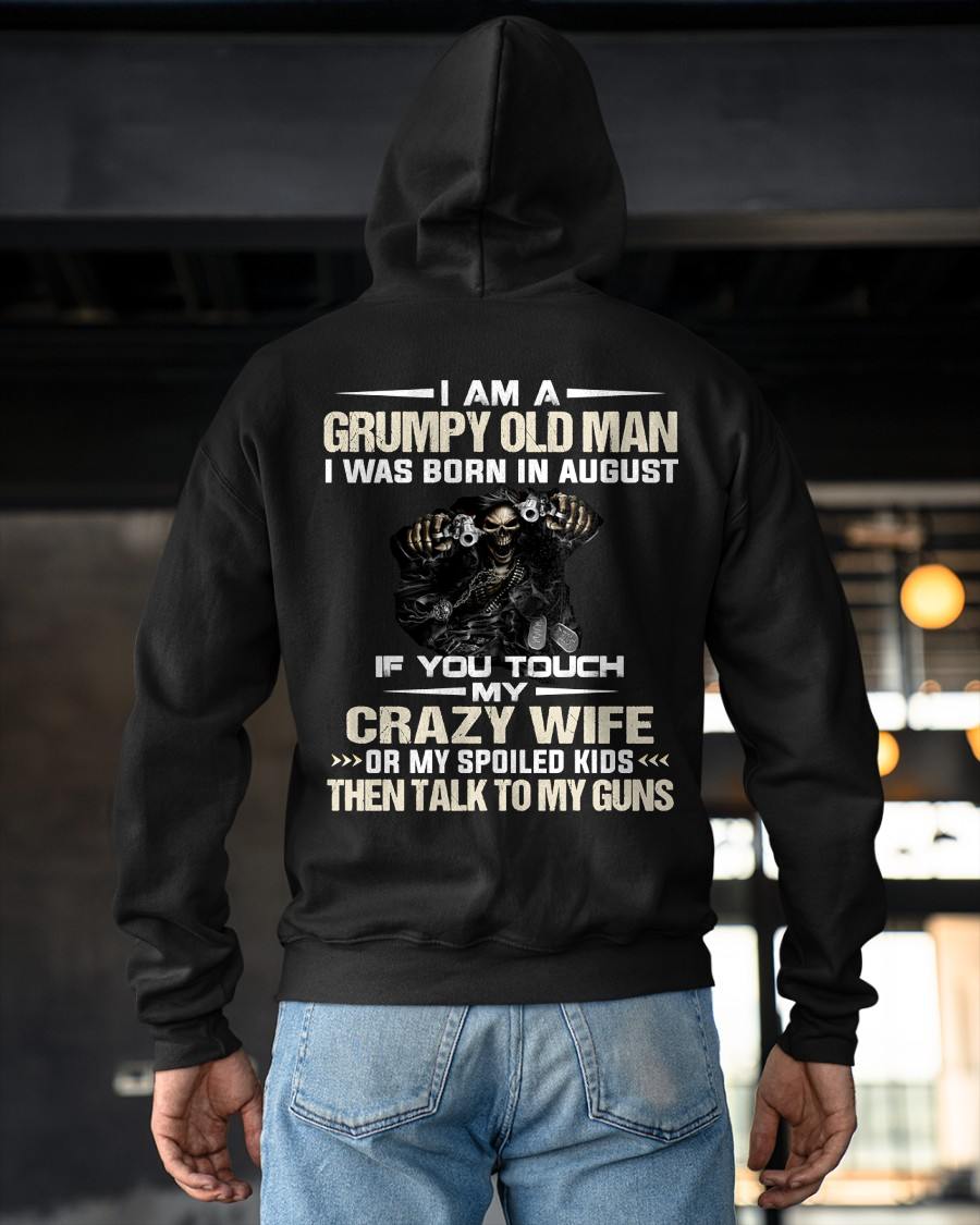 AUGUST -  DON'T TOUCH MY WIFE OR KIDS - BIRTHDAY T-SHIRT FOR MEN - NTTD08 (SKU10-54-08)