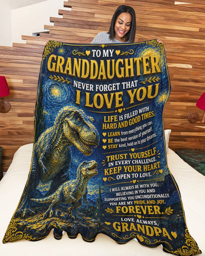 BLANKET FOR GRANDDAUGHTER – COMFORT & WARMTH GIFT FROM GRANDPA  Sherpa Fleece Quilt Blanket NTTD00 (SKU2608-228)