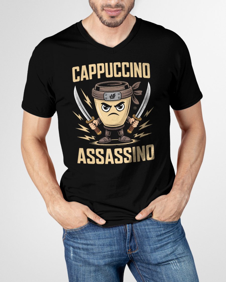 CAPPUCCINO ASSASSINO ITALIANO BRAINROT NINJA MEME T-SHIRT - BIRTHDAY T-SHIRT FOR MEN - NTTD00 (SKU-BRAINROT2)