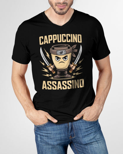 CAPPUCCINO ASSASSINO ITALIANO BRAINROT NINJA MEME T-SHIRT - BIRTHDAY T-SHIRT FOR MEN - NTTD00 (SKU-BRAINROT2)
