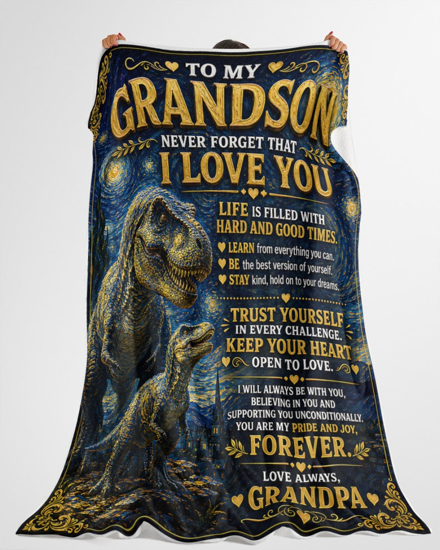 BLANKET FOR GRANDSON – COMFORT & WARMTH GIFT FROM GRANDPA  Sherpa Fleece Quilt Blanket NTTD00 (SKU2608-229)