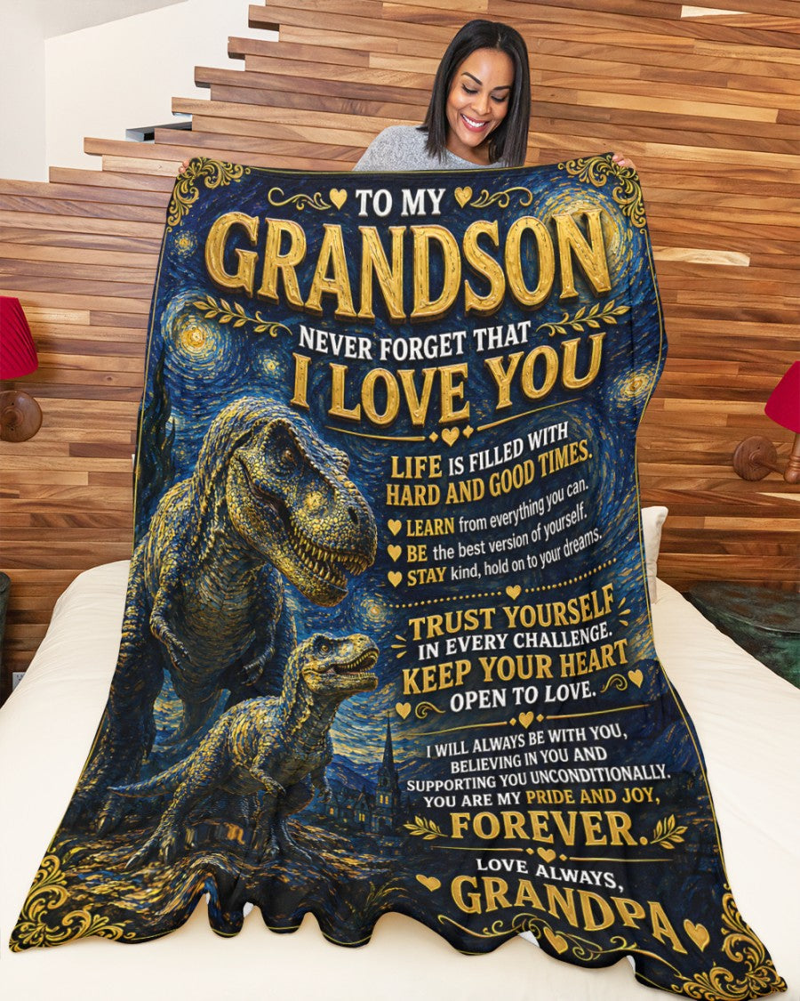 BLANKET FOR GRANDSON – COMFORT & WARMTH GIFT FROM GRANDPA  Sherpa Fleece Quilt Blanket NTTD00 (SKU2608-229)