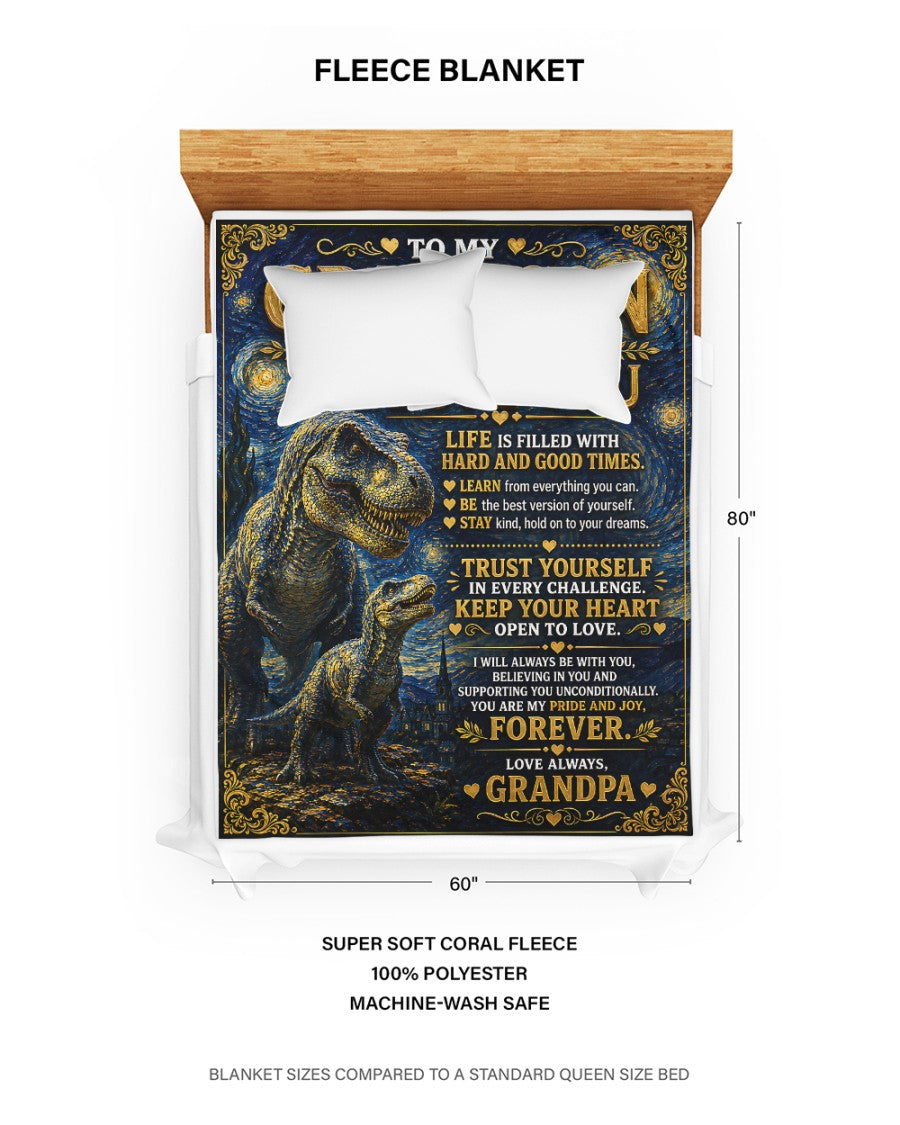 BLANKET FOR GRANDSON – COMFORT & WARMTH GIFT FROM GRANDPA  Sherpa Fleece Quilt Blanket NTTD00 (SKU2608-229)