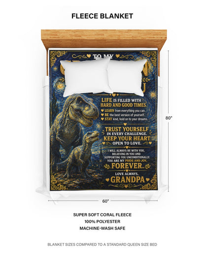 BLANKET FOR GRANDSON – COMFORT & WARMTH GIFT FROM GRANDPA  Sherpa Fleece Quilt Blanket NTTD00 (SKU2608-229)