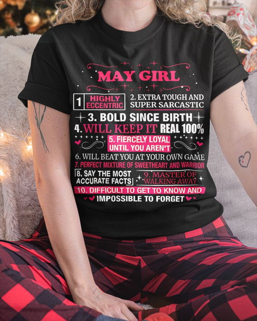 MAY GIRL T-SHIRT – PERFECT GIFT FOR WOMEN WITH MAY BIRTHDAY NTTD05 (SKU8-NTT-05)