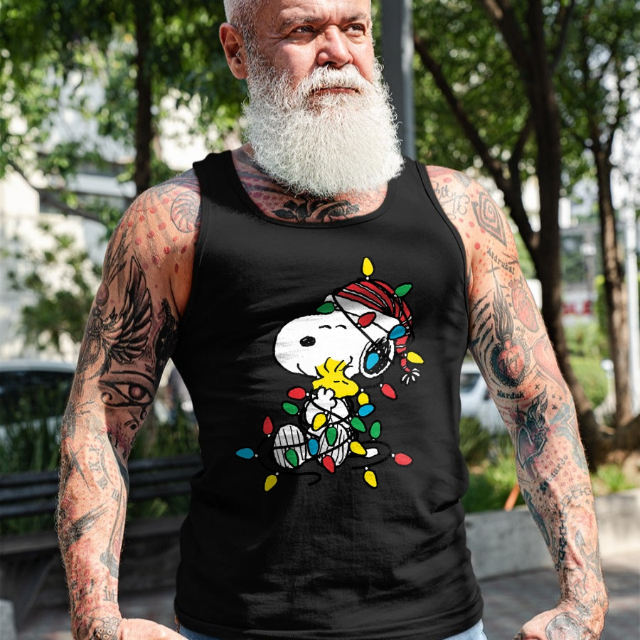Peanuts - Snoopy Woodstock Christmas Lights T-Shirt - Christmas Unisex T-Shirt/Hoodie/Sweatshirt - HNDS00
